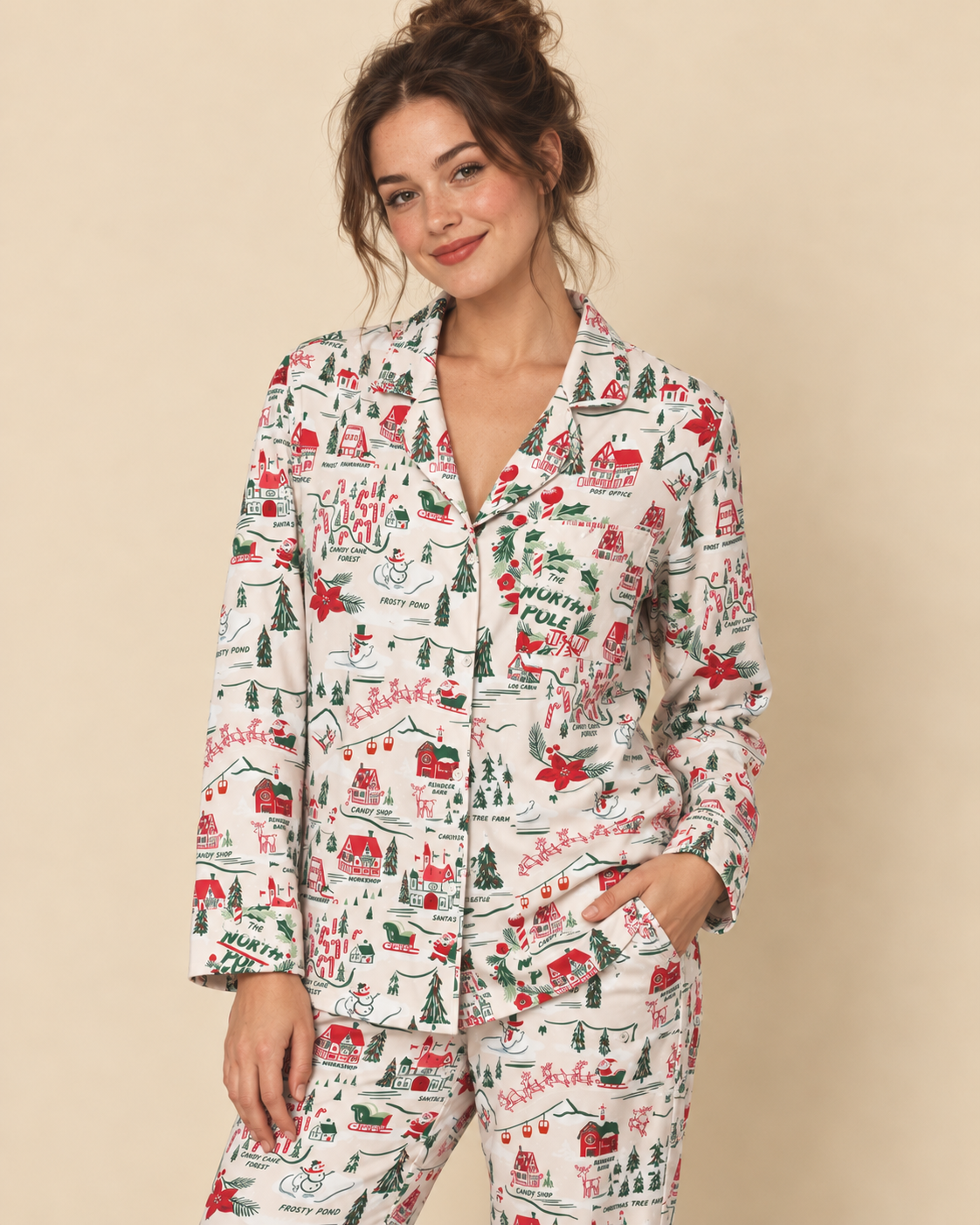 TheRetroTee North Pole Village Vintage Pajama