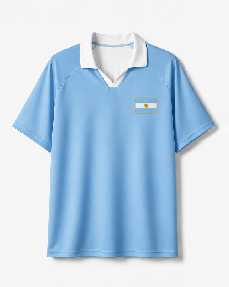 TheRetroTee Argentina Sky Blue Spirit Collar Soccer Jersey