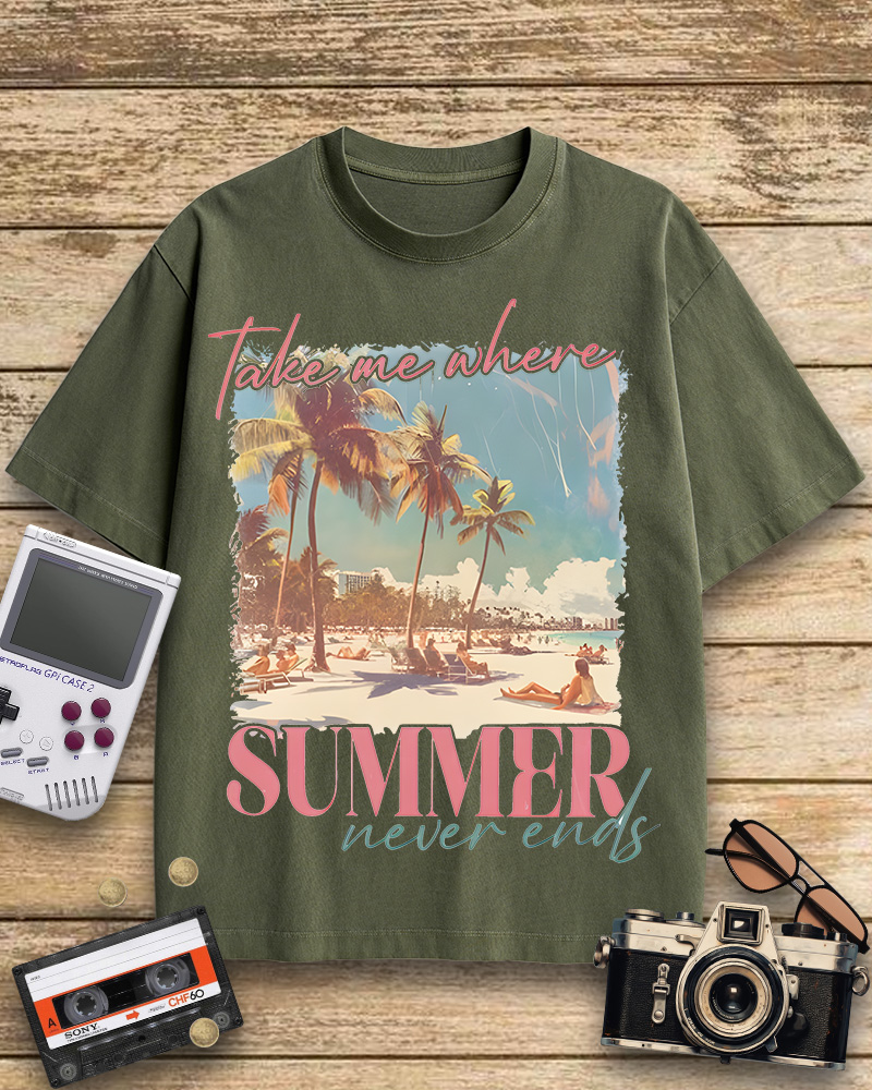 TheRetroTee Take Me Where Summer Never Ends Cotton T-Shirt
