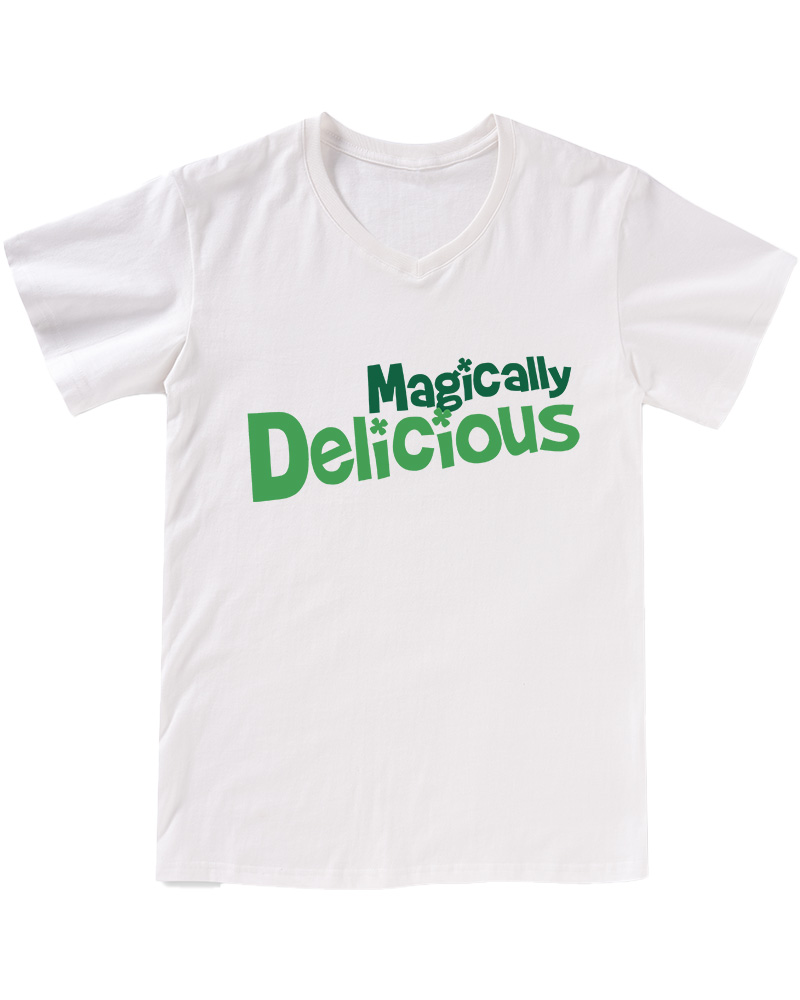 TheRetroTee Magically Delicious Juniors 1970s V-neck T-Shirt