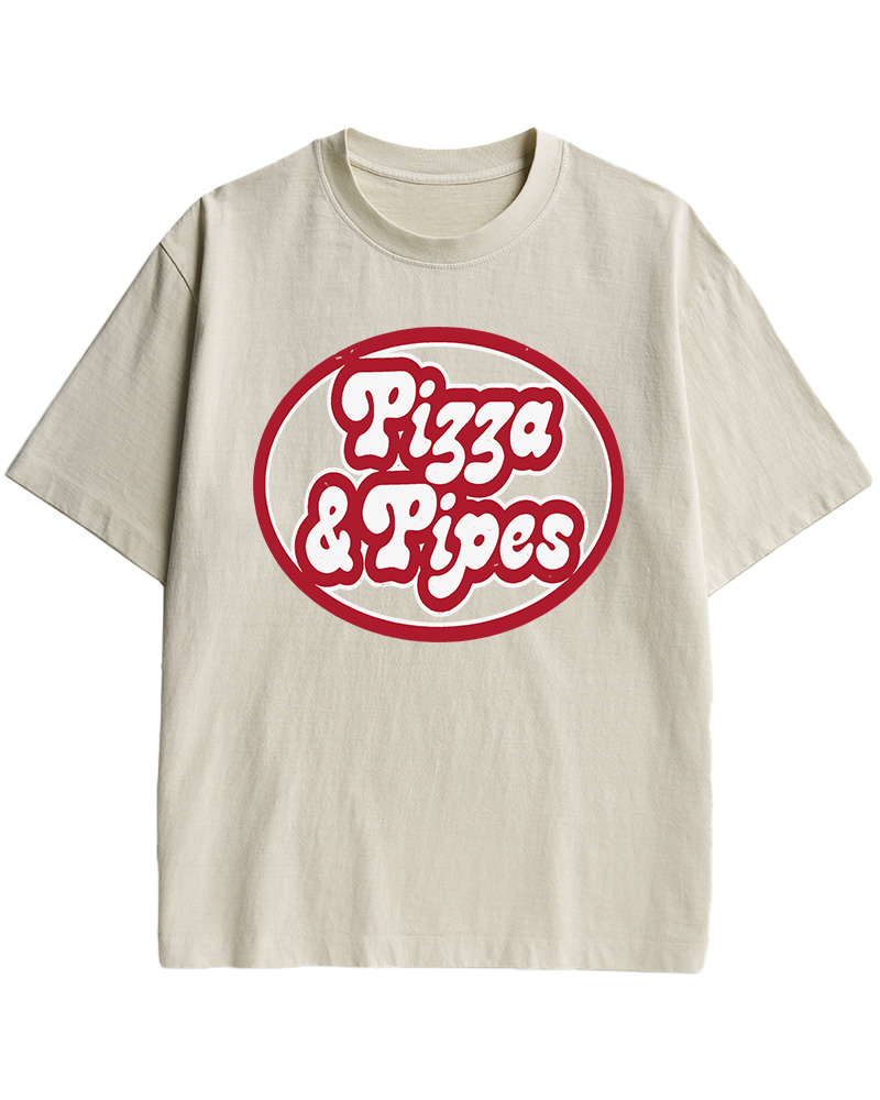 TheRetroTee Pizza & Pipes 1970s Cotton T-Shirt