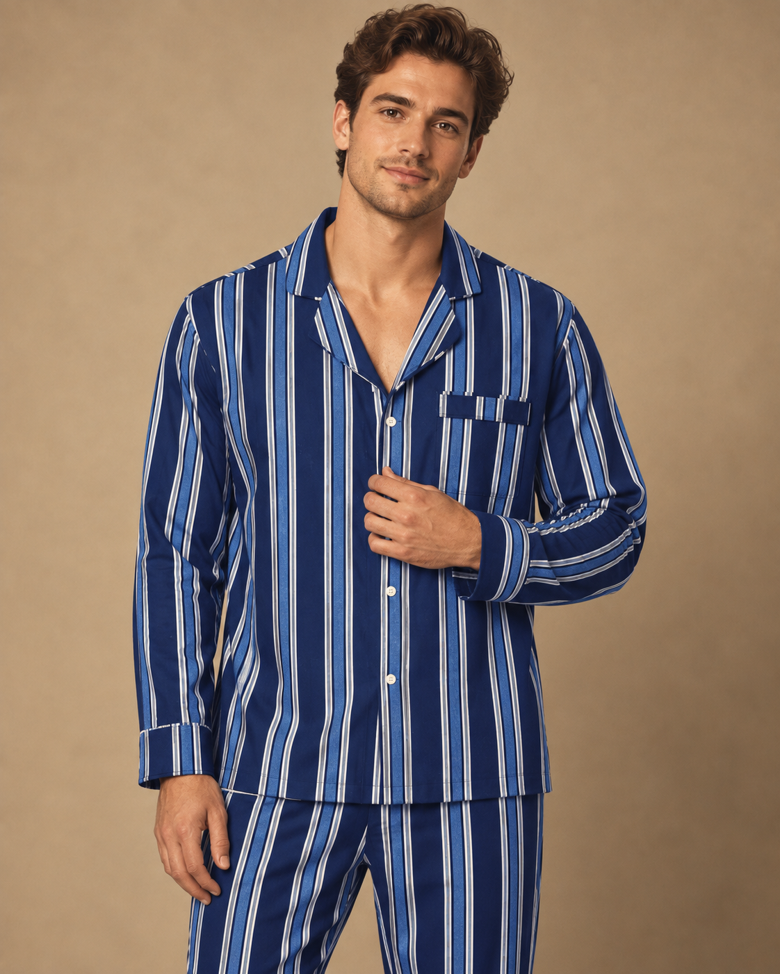 TheRetroTee Navy Faded Vertical Stripe Vintage Pajama Set