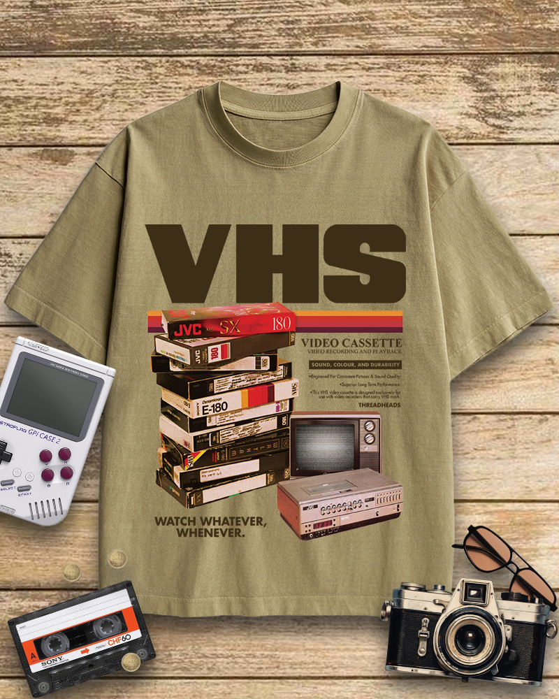 TheRetroTee VHS Tapes 1980s Cotton T-Shirt