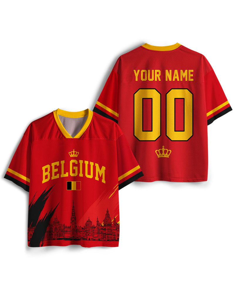 TheRetroTee Personalized Belgium Soccer  Mesh Jersey