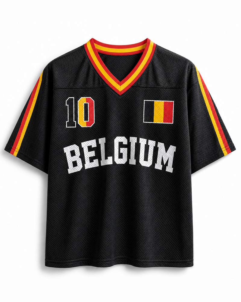TheRetroTee Personalized Belgium Soccer  Mesh Jersey