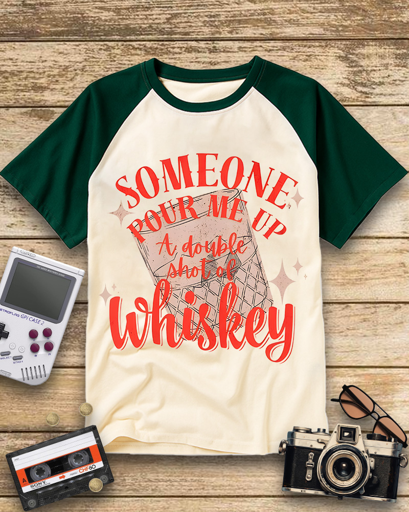 TheRetroTee Whiskey Raglan Baseball T-Shirt