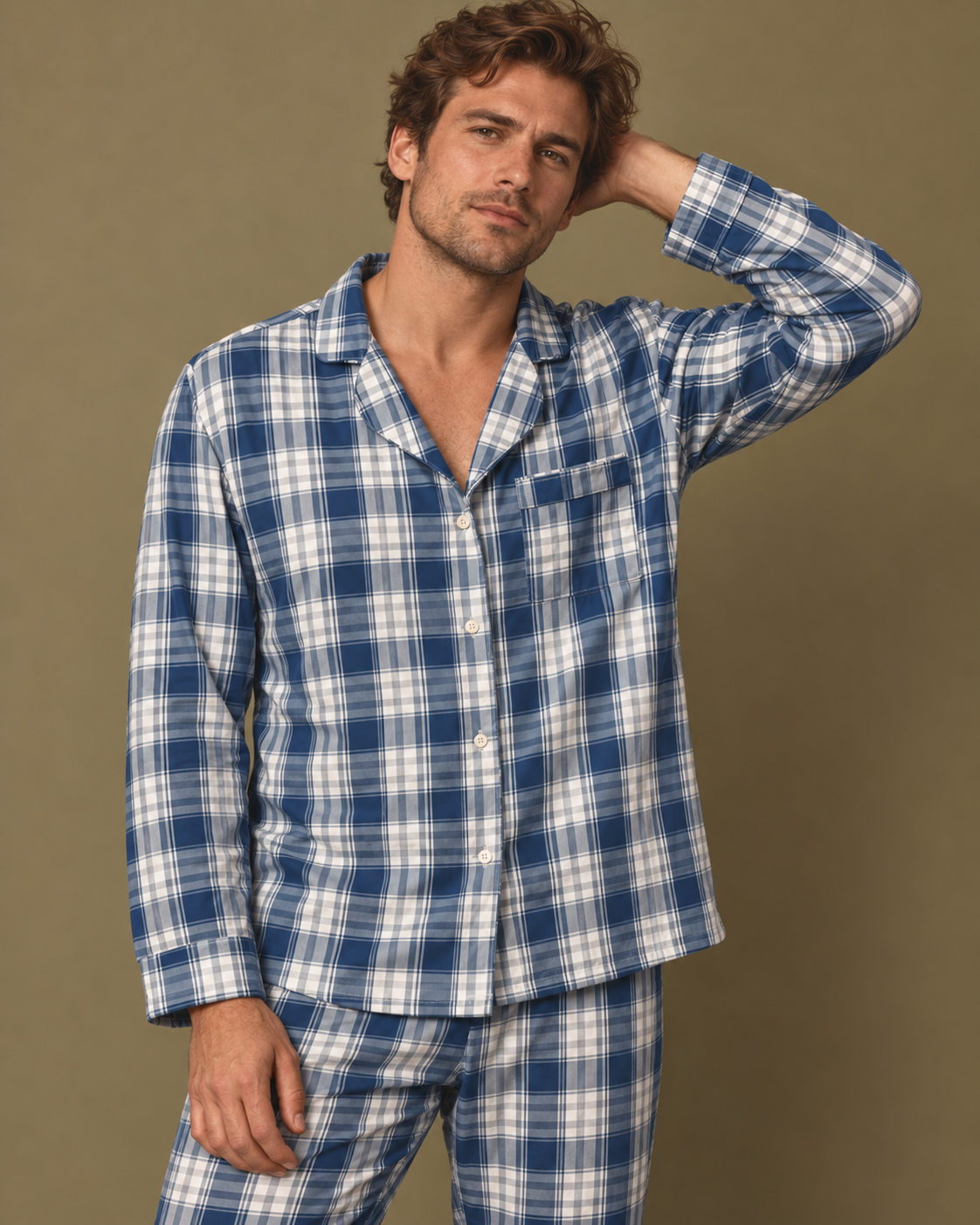 TheRetroTee Ocean Blue Tartan Vintage Pajama Set