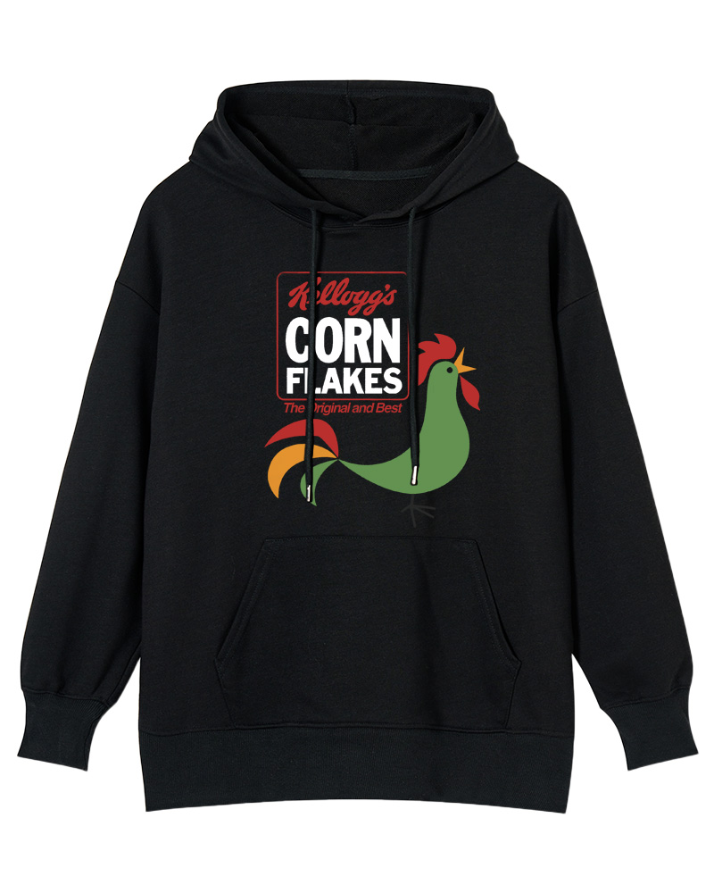 TheRetroTee Kellogg's Corn Flakes Cereal Rooster 1960s Cotton Hoodie
