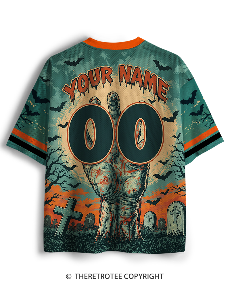 TheRetroTee Graveyard Rising 1980s Halloween Mesh Jersey