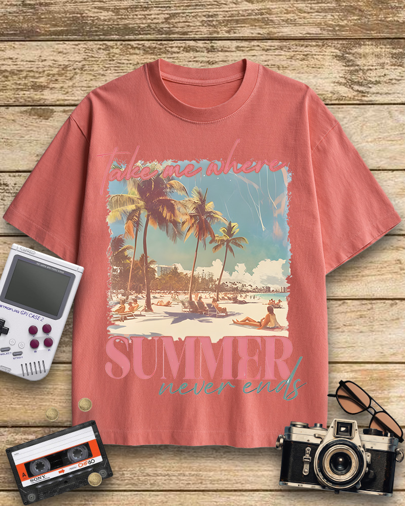 TheRetroTee Take Me Where Summer Never Ends Cotton T-Shirt