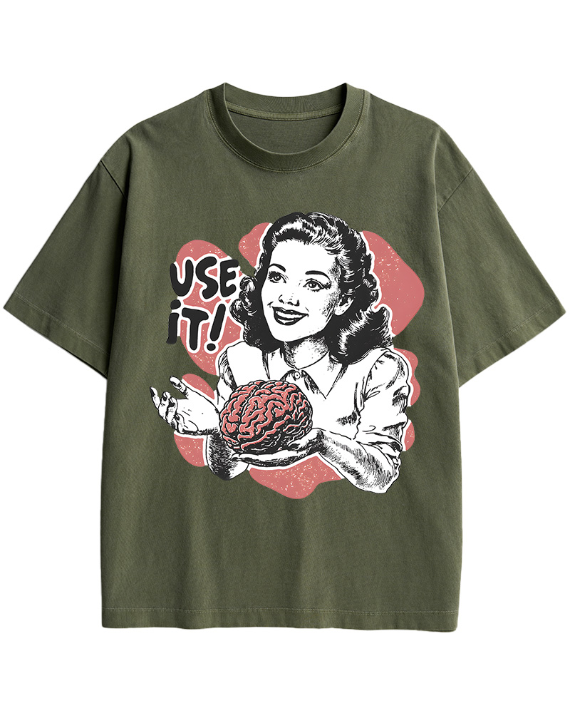 TheRetroTee Use Your Brain Sarcastic 1950s Cotton T-Shirt