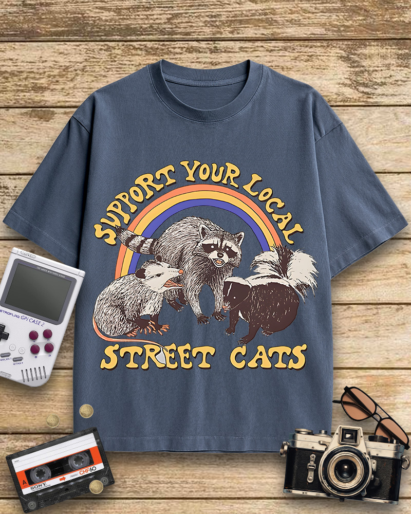 TheRetroTee Street Cats 1970s Cotton T-Shirt