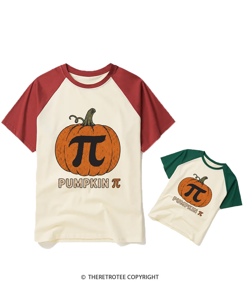TheRetroTee Pumpkin Pi 1980s Halloween Raglan Baseball Family T-Shirt