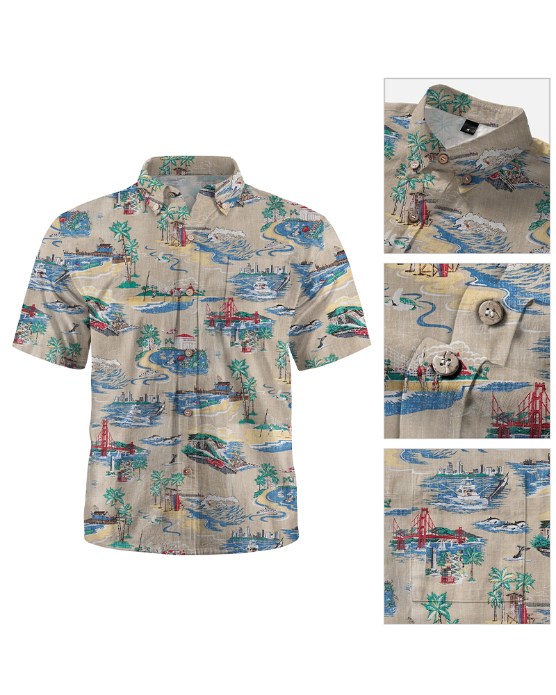 TheRetroTee Golden Coast Hawaiian Shirt