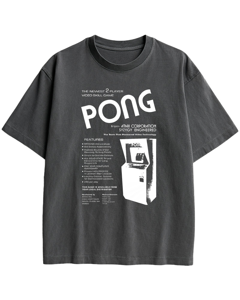 TheRetroTee Pong Arcade Cabinet 1970s Cotton T-Shirt