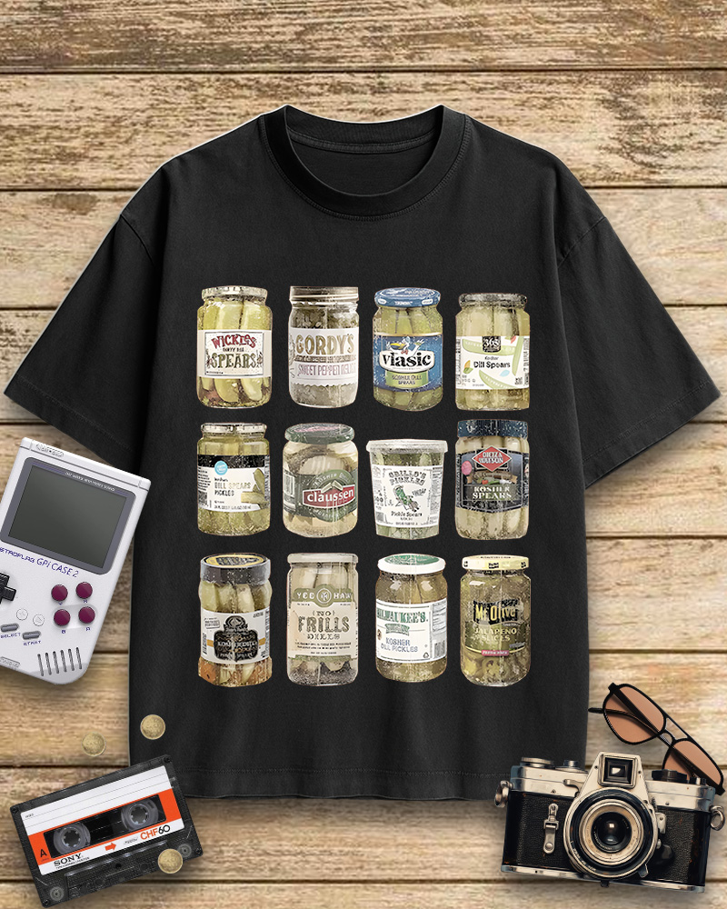 TheRetroTee Vintage Canned Pickles 1990s Cotton T-Shirt