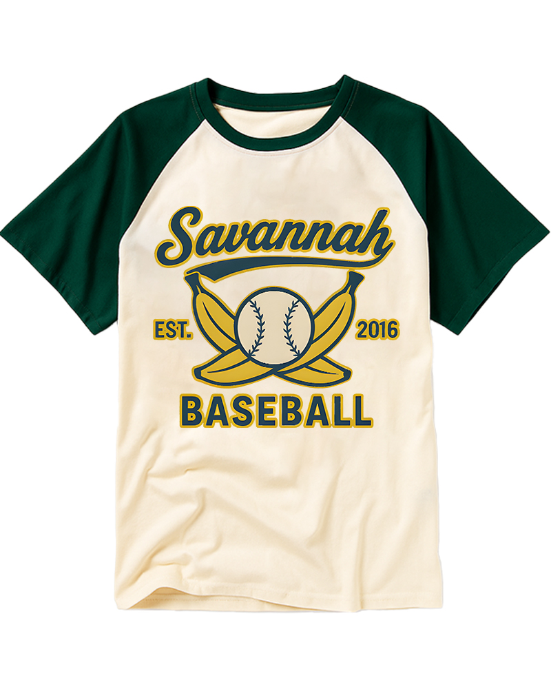TheRetroTee Retro Savannah Baseball Raglan Baseball T-Shirt