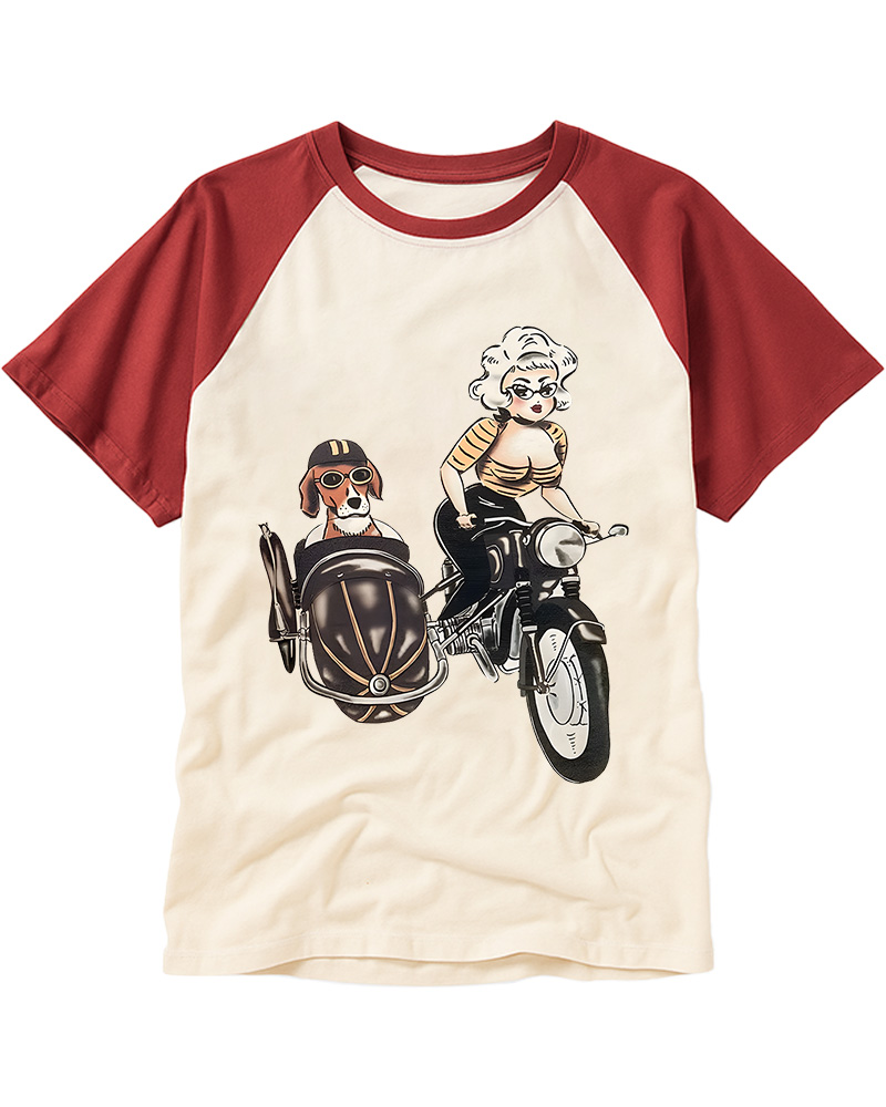 TheRetroTee On The Road Fitted 1950s Raglan Baseball T-Shirt