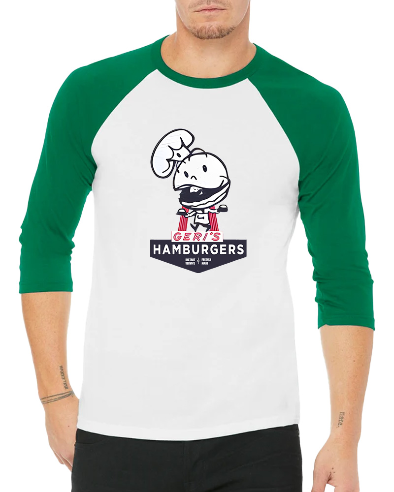 TheRetroTee Geri's Hamburgers Rockford 1970s Long Sleeve Raglan T-Shirt