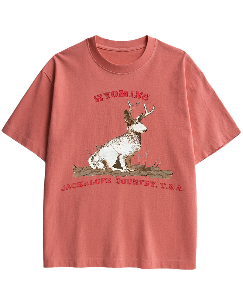 TheRetroTee 60's Vintage Wyoming Jackalope Country Cotton T-Shirt