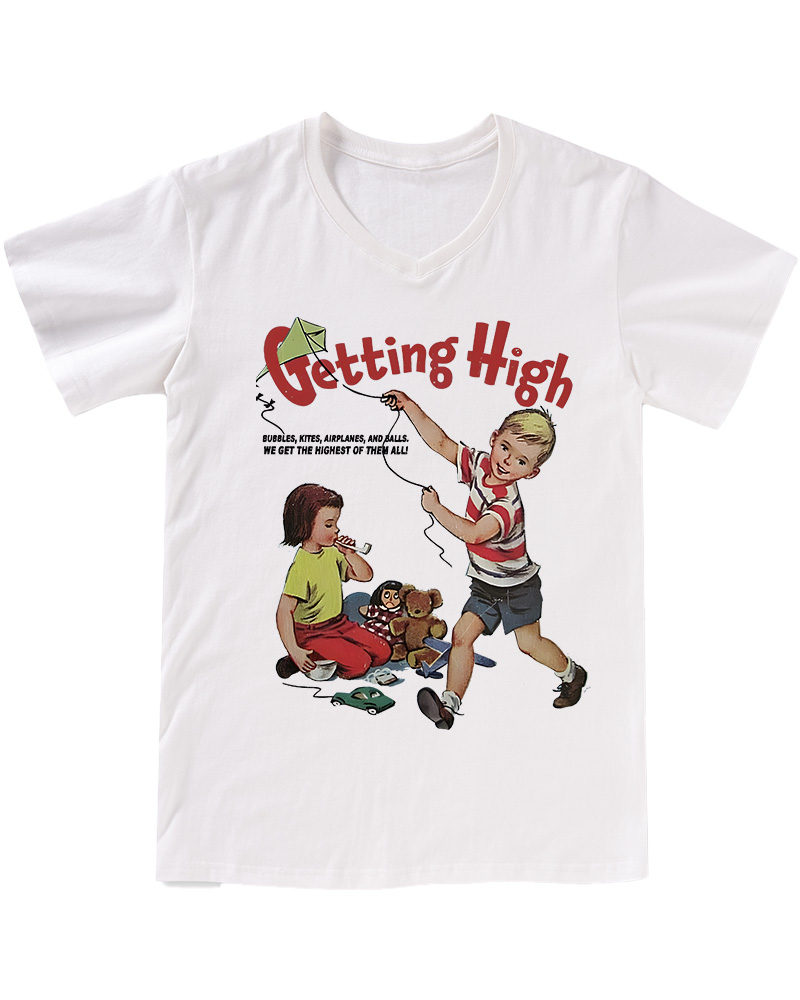 TheRetroTee Getting High 1950s V-neck T-Shirt