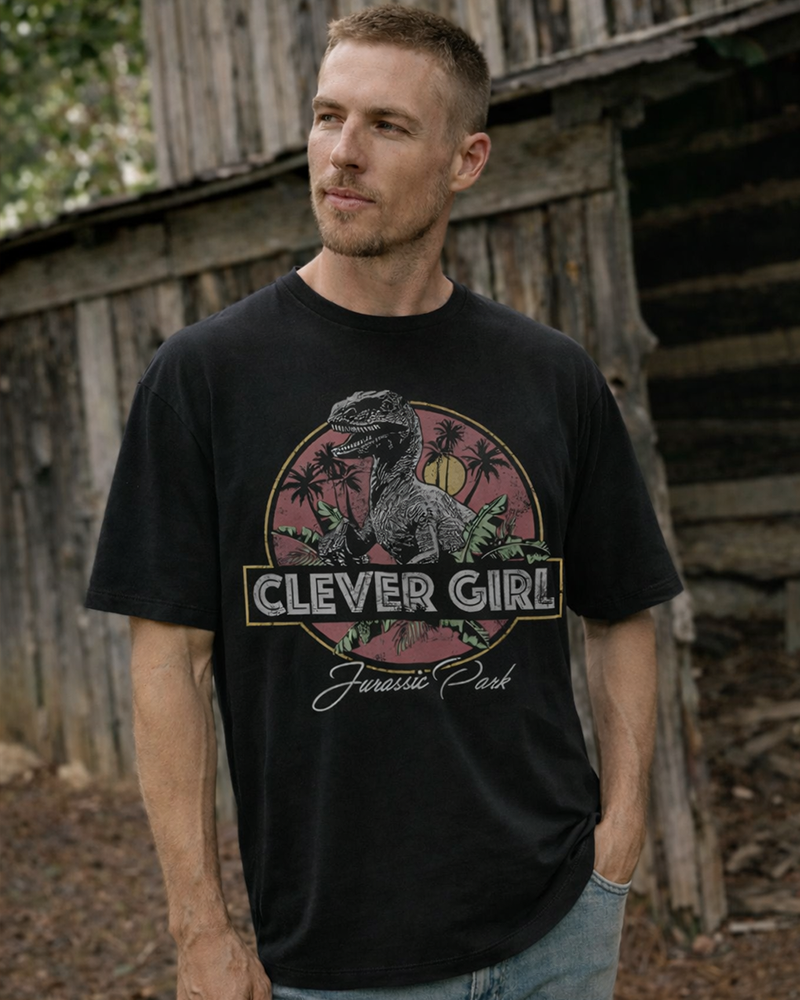 TheRetroTee Velociraptor 1990s Cotton T-Shirt