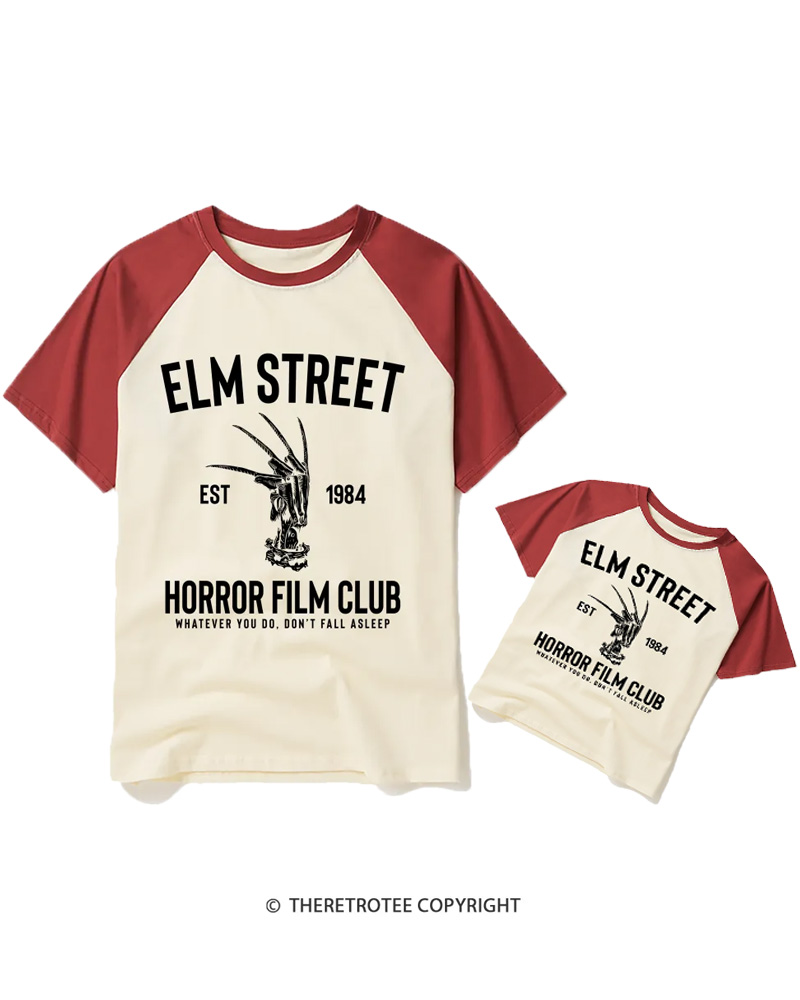 TheRetroTee Horror Film Club 1980s Raglan Baseball Family T-Shirt