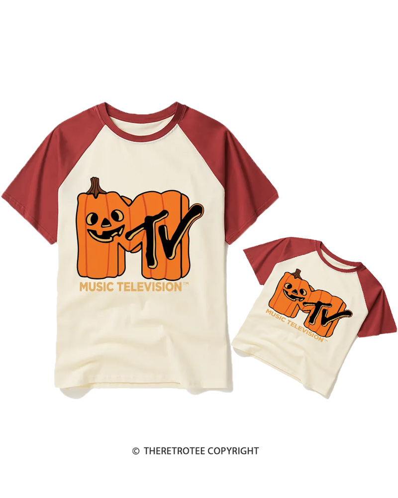 TheRetroTee Halloween Video Radio 1980s Raglan Baseball Family T-Shirt
