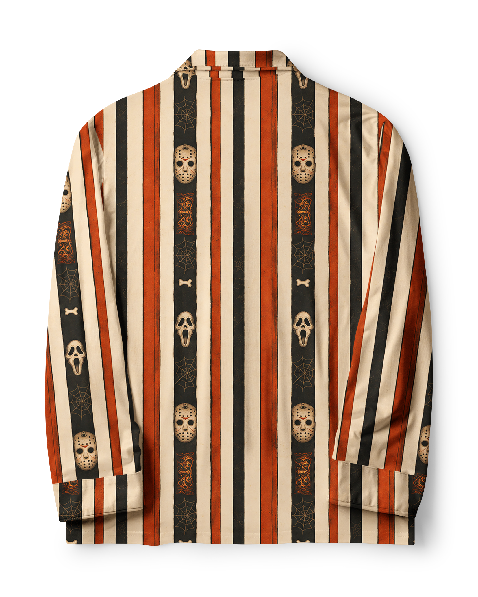 TheRetroTee Horror Mask Skull Stripe Vintage Pajama Set