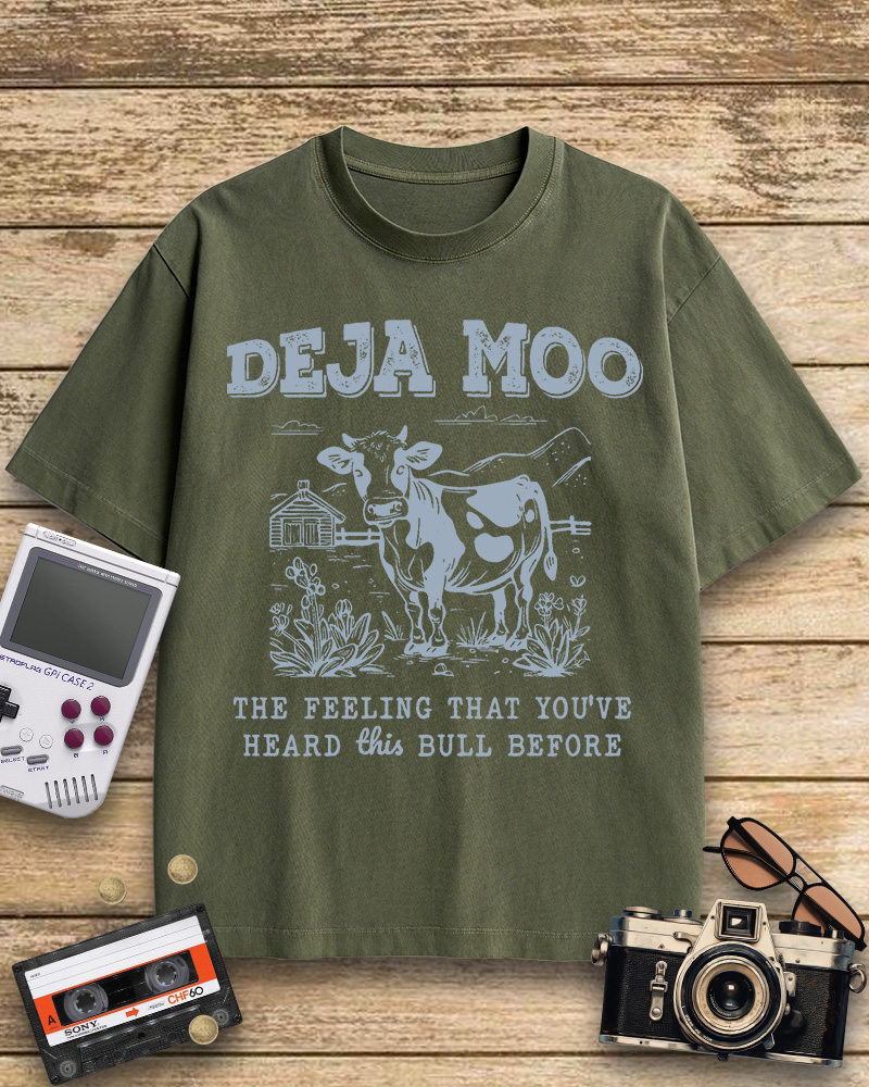 TheRetroTee Deja Moo 2000s Cotton T-Shirt