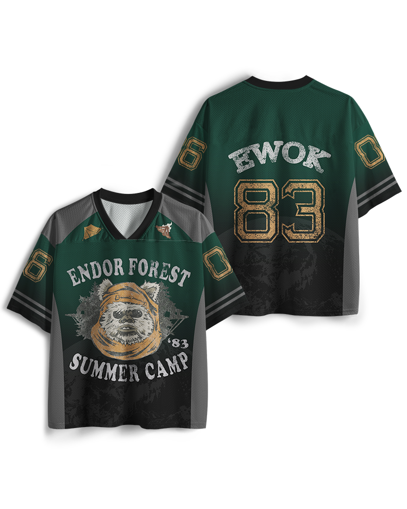 TheRetroTee Endor Forest Summer Camp 1980s Mesh Jersey