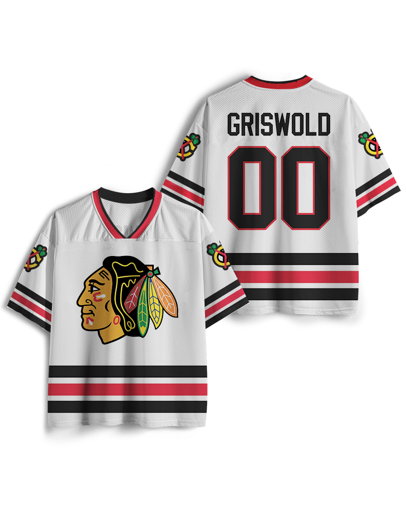 TheRetroTee Holiday Hockey #00 White Ice Rink Fan Movie-Inspired Mesh Jersey