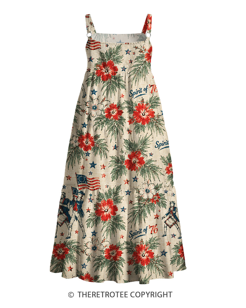 TheRetroTee Spirit of Liberty Blooms 1960s Strappy Maxi Dress