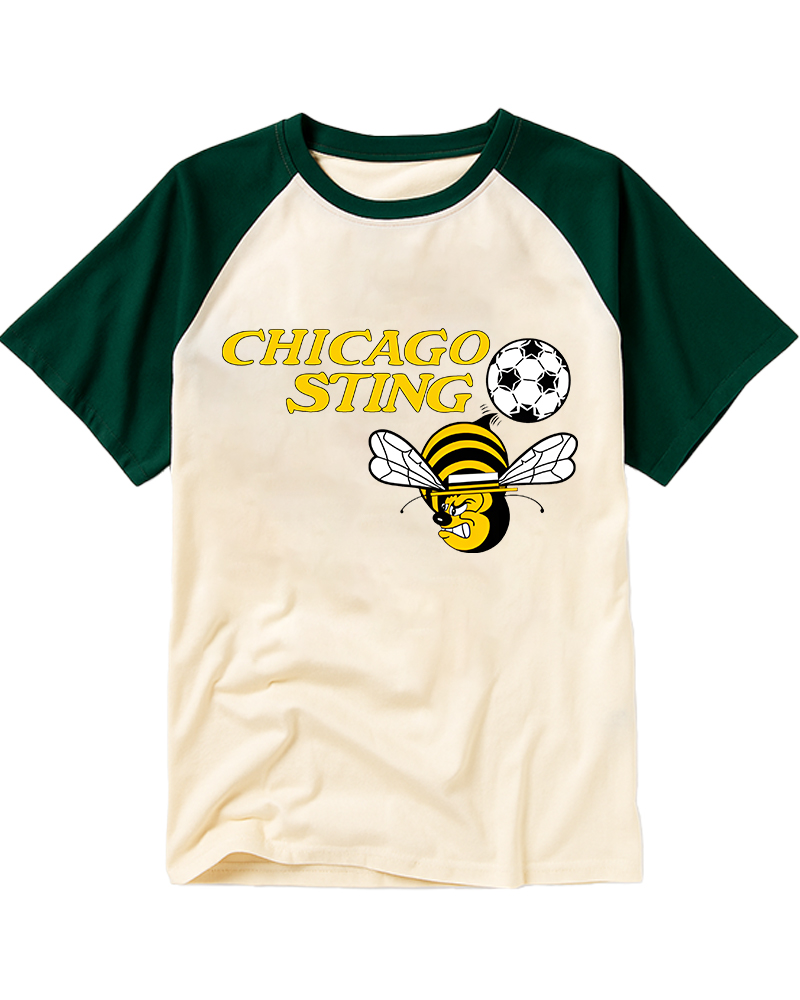 TheRetroTee 1970s Chicago Sting Raglan Baseball T-Shirt