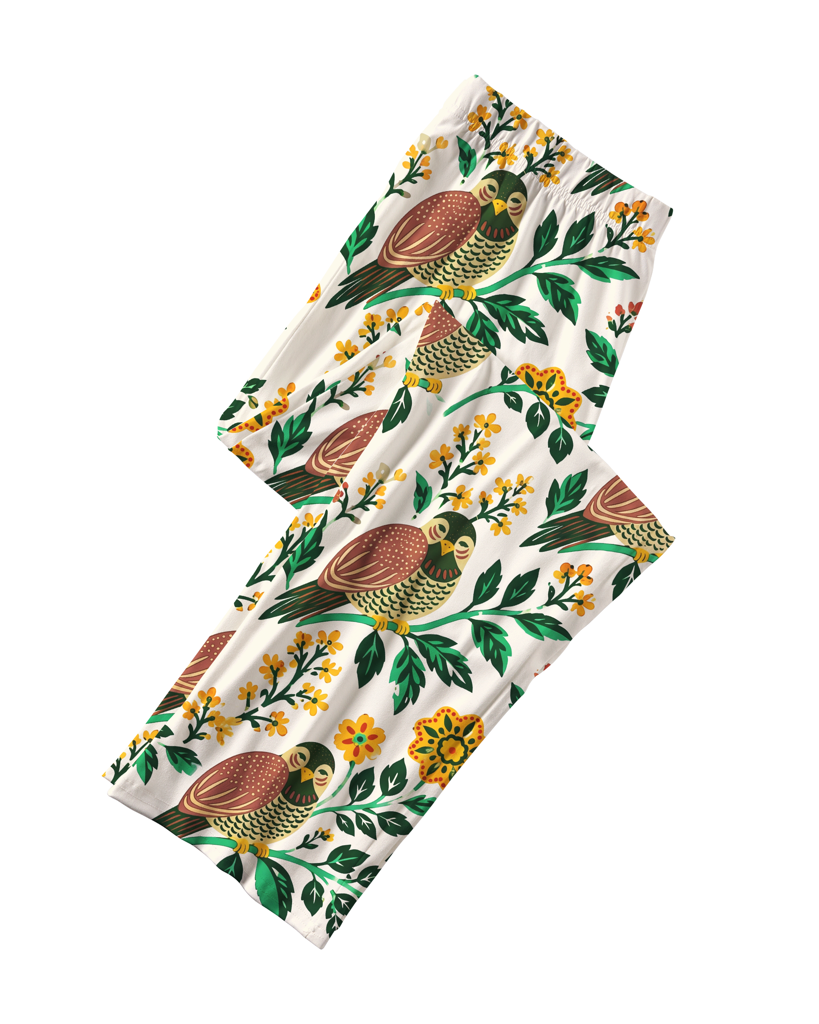 TheRetroTee Folk Bird Blossom Vintage Pajama Set