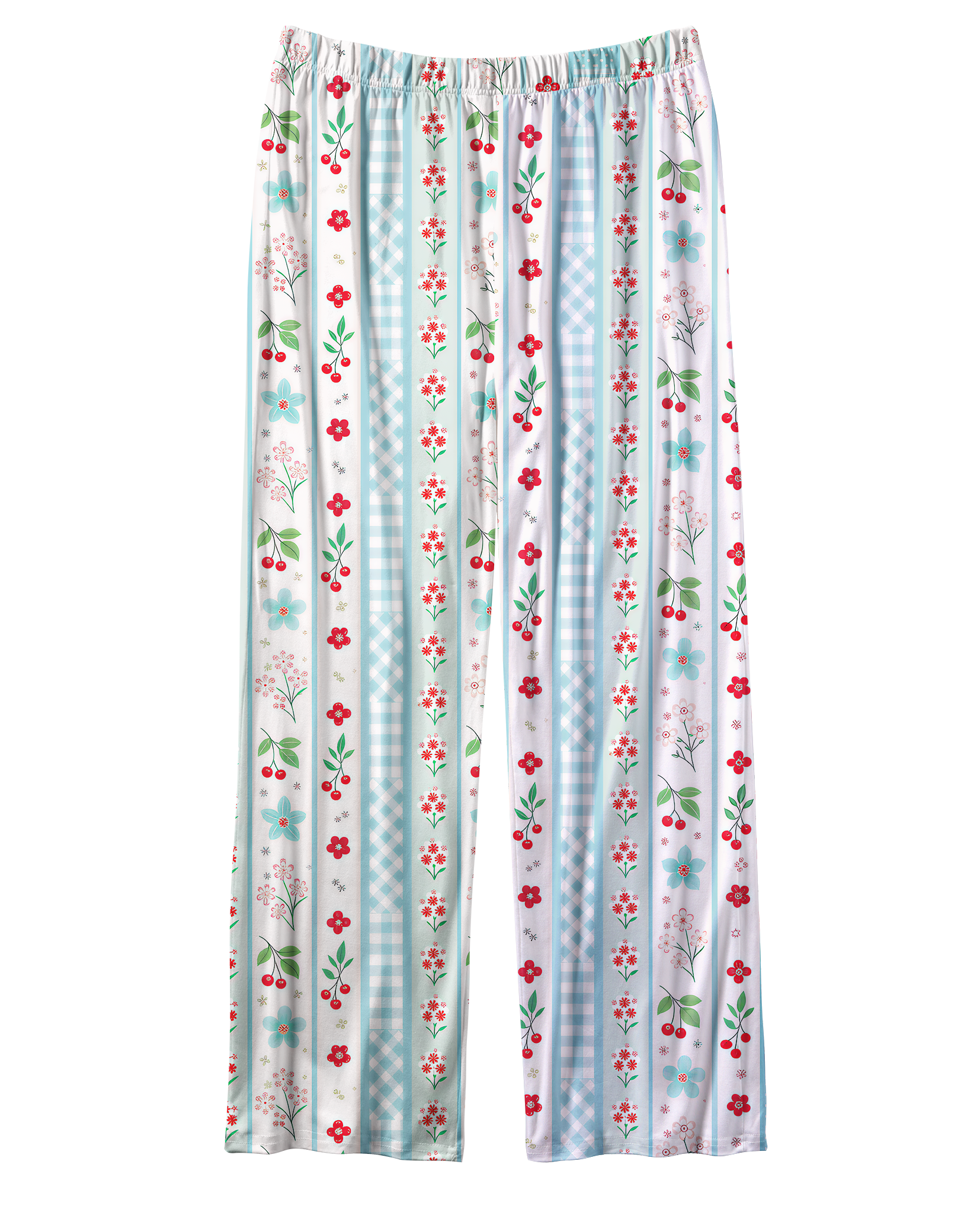 TheRetroTee Cherry Gingham Stripe Vintage Pajama Set