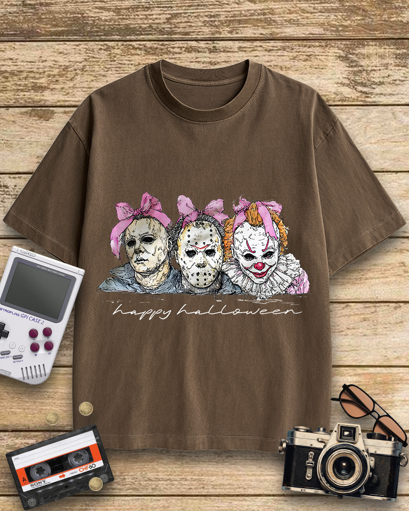 TheRetroTee Happy Halloween 1980s Cotton T-Shirt
