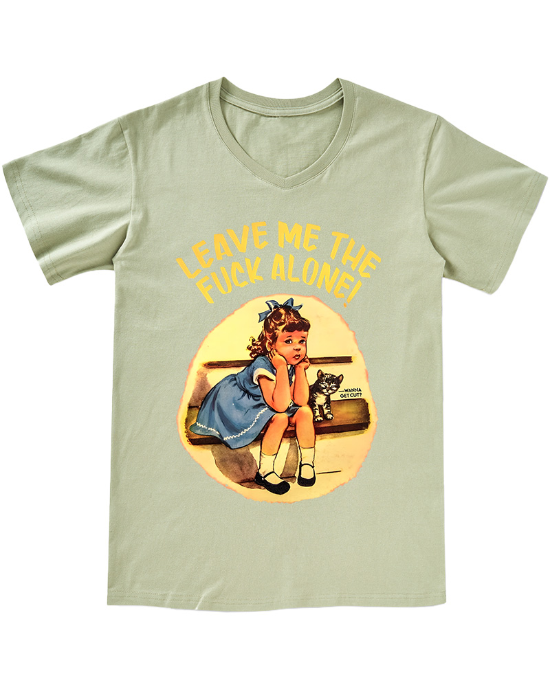 TheRetroTee Everyone Sucks Except My Cat Funny Pin-Up V-neck T-Shirt