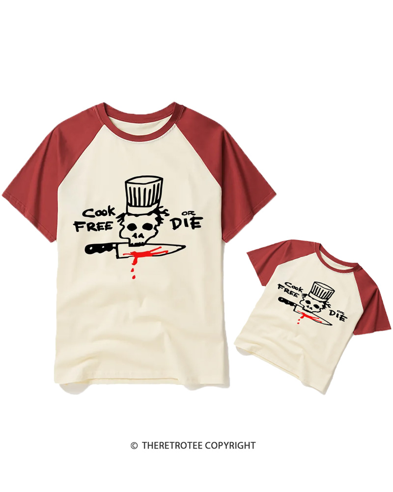 TheRetroTee Cook Free or Die 1990s Raglan Baseball Family T-Shirt