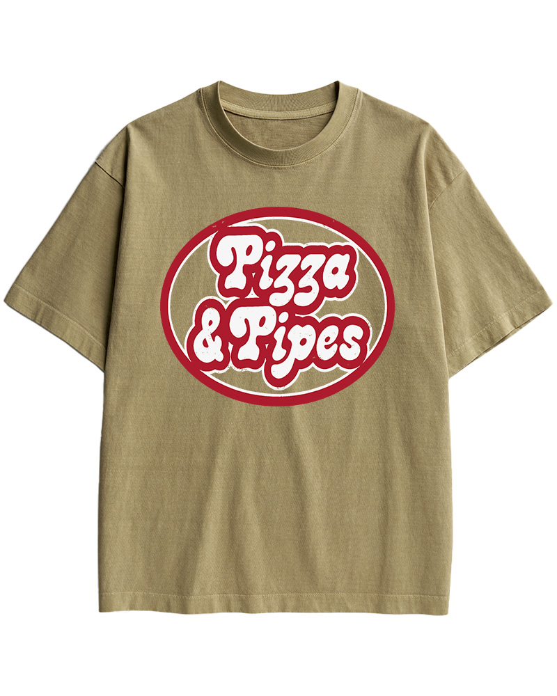 TheRetroTee Pizza & Pipes 1970s Cotton T-Shirt