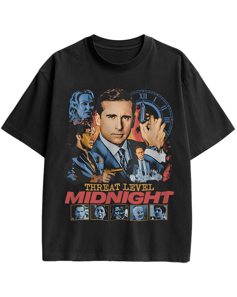 TheRetroTee Threat Level Midnight 2000s Cotton T-Shirt
