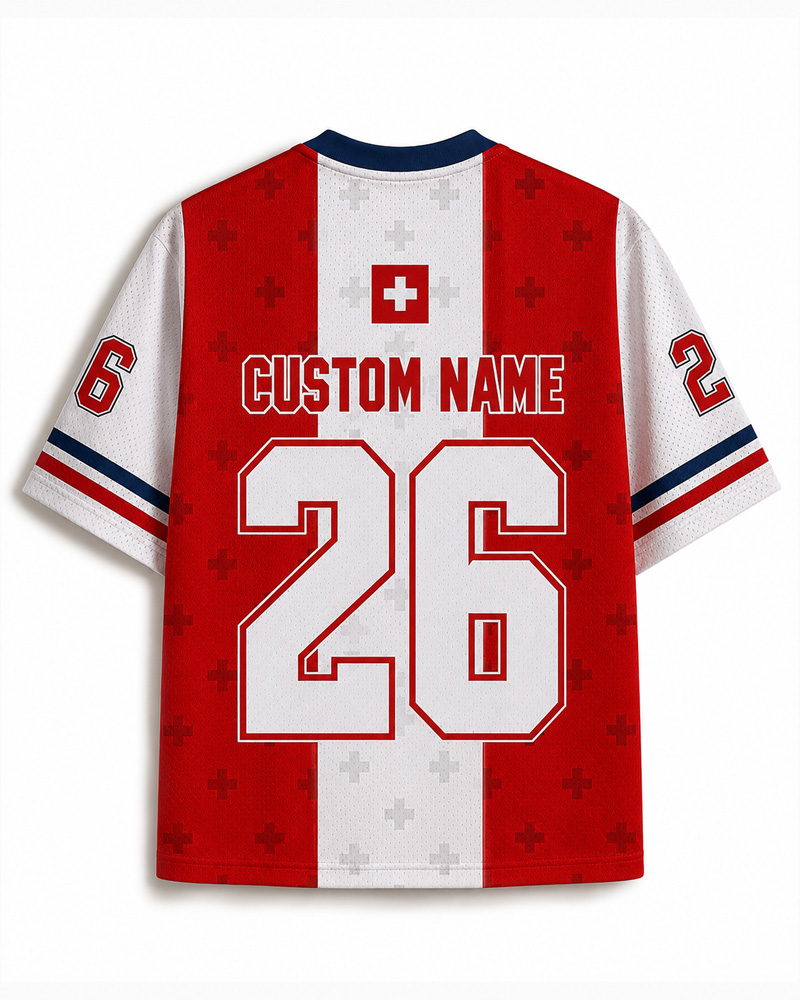 TheRetroTee Custom Switzerland Soccer Mesh Jersey
