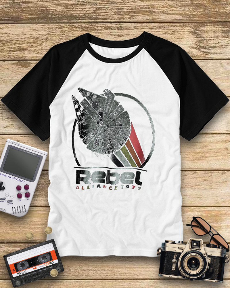 TheRetroTee Rebel Alliance 1977 Navy Nostalgic Raglan Baseball T-Shirt