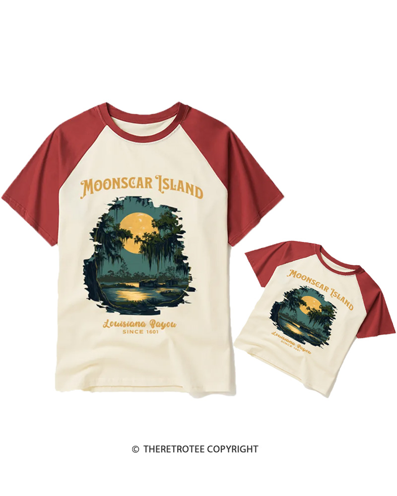 TheRetroTee Moonscar Island 1990s Raglan Baseball Family T-Shirt