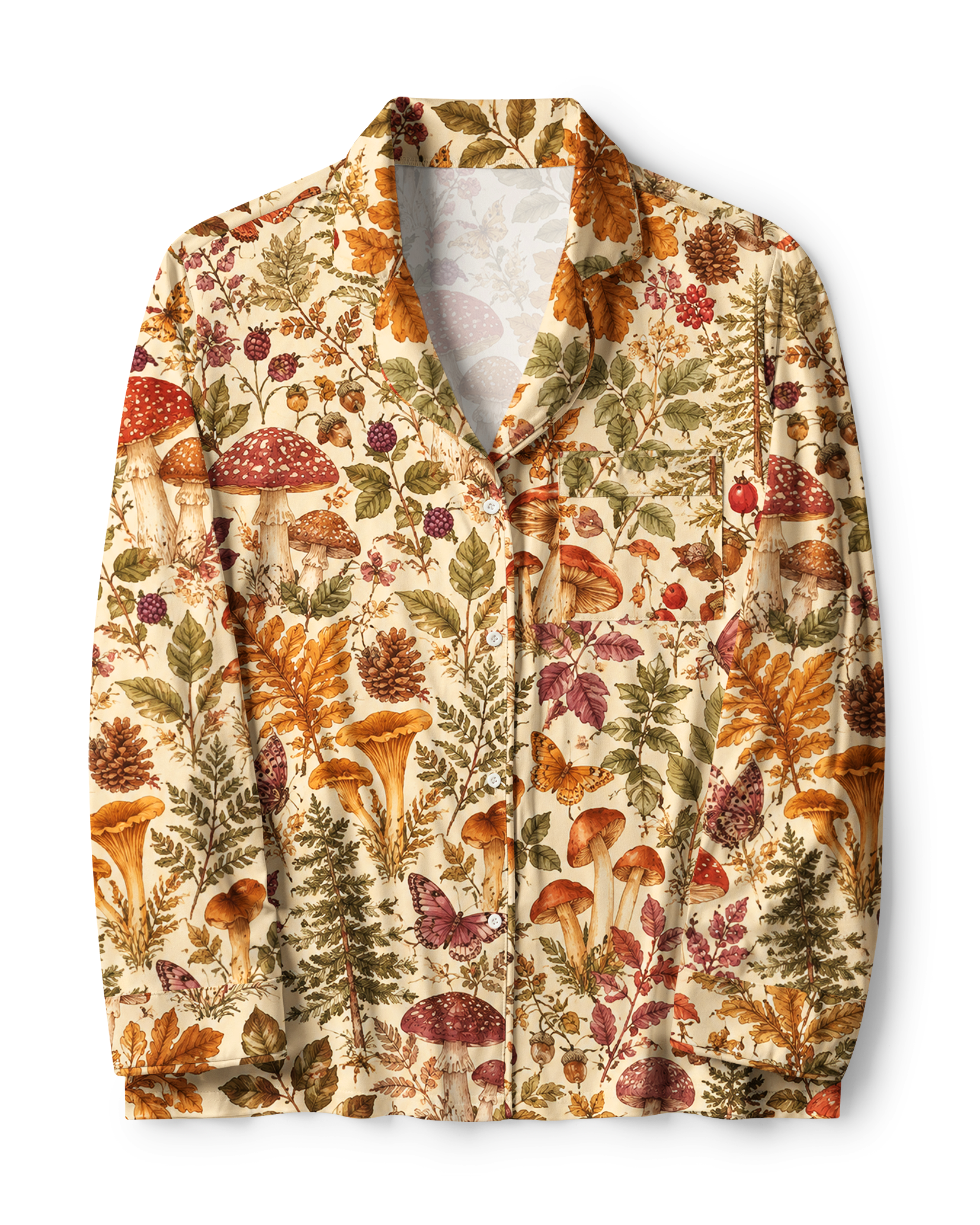 TheRetroTee Autumn Mushroom Forest Vintage Pajama Set