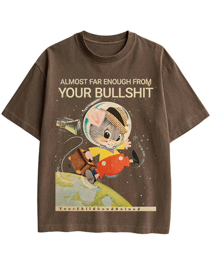 TheRetroTee Almost Far Enough from Your Bullshit Pin-Up Cotton T-Shirt