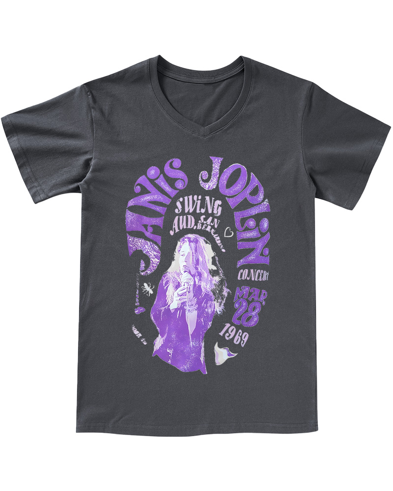 TheRetroTee JANIS JOPLIN - Swing Aud V-neck T-Shirt