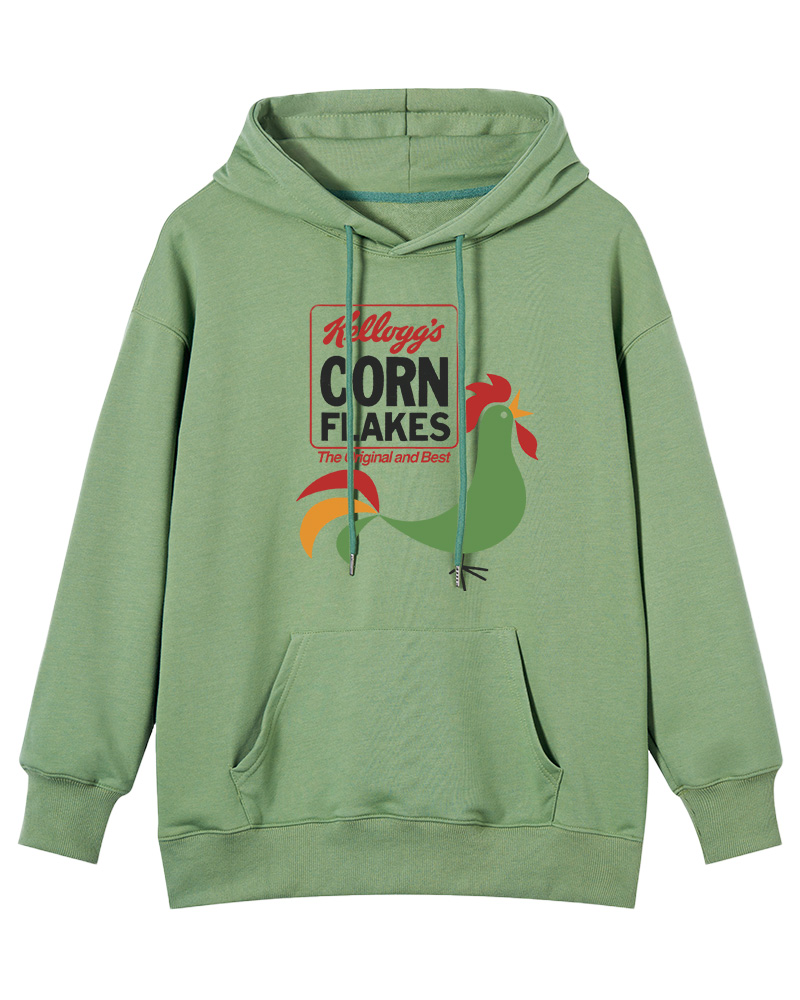 TheRetroTee Kellogg's Corn Flakes Cereal Rooster 1960s Cotton Hoodie