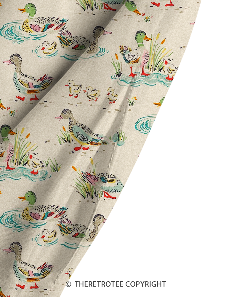 TheRetroTee 1950s Vintage Duck Pond Animal Toile Print Strappy Maxi Dress