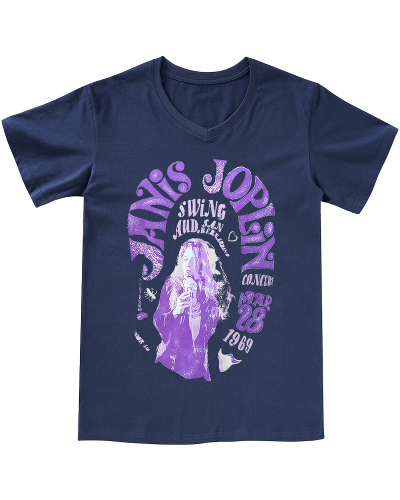 TheRetroTee JANIS JOPLIN - Swing Aud V-neck T-Shirt